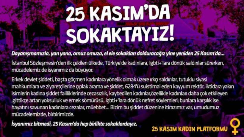 25 Kasım Platformundan çağrı