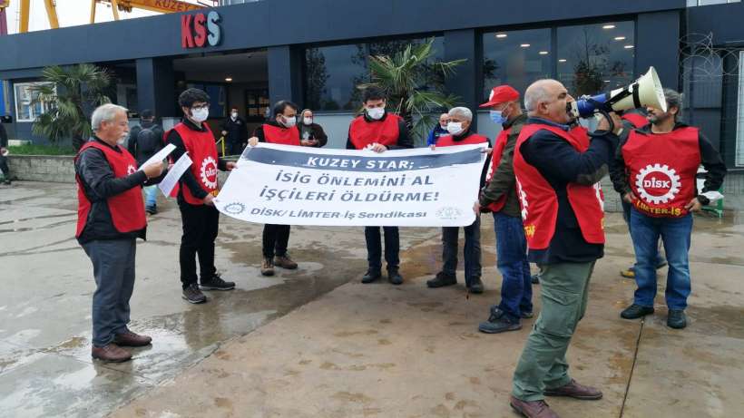 DİSK/ Limter-İş sendikası Tuzla Kuzey Star’da iş kazalarını protesto etti