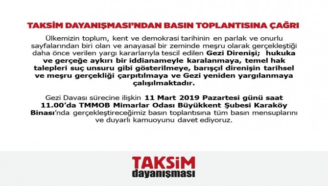Gezi Dayanışması’ndan Gezi Davası için basın toplantısı