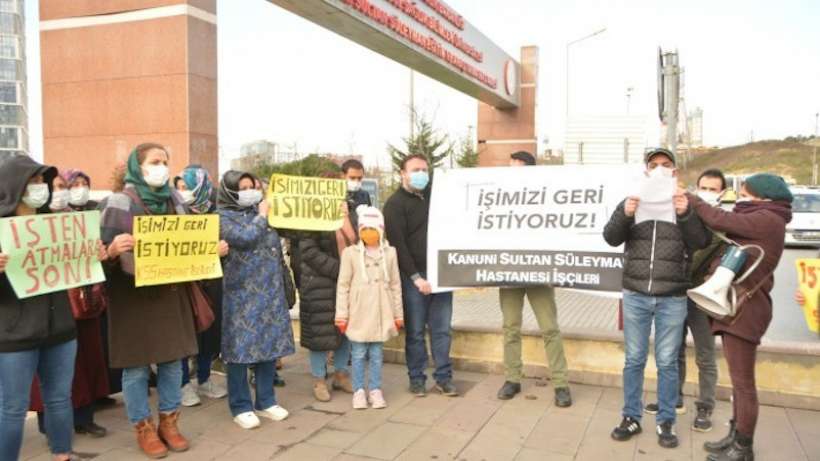 İşten çıkarılan KSS hastanesi işçilerinden eylem