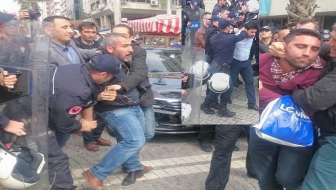İzmir'de Davutoğlu’yu protesto eden işçiler gözaltına alındı