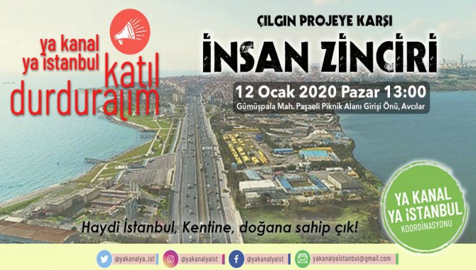 Kanal’a karşı Küçükçekmece gölü etrafında insan zinciri çağrısı