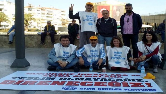 KHK ile ihraç edilen kamu emekçileri 33 gündür Aydın kent meydanında