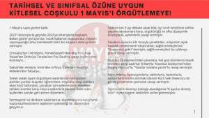 İstanbul 1 Mayıs Platformu: Kitlesel, coşkulu 1 Mayıs’ı birlikte örgütlemeye çağırıyoruz