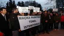 Maçka Parkı'nda ağaçların sökülmesi protesto edildi