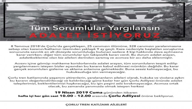 “Tüm sorumlular yargılansın, adalet istiyoruz”