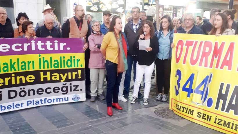 İzmir’de KHK eylemi: İhraç edilen arkadaşlarımız işlerine dönmeli