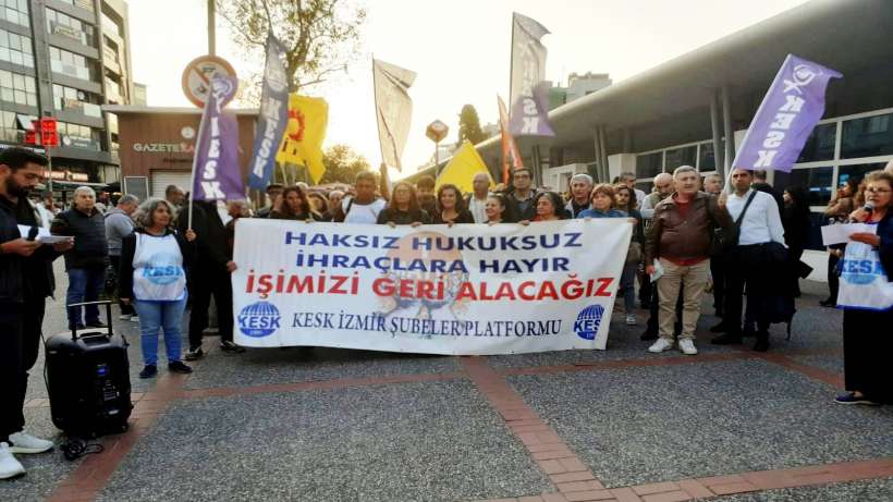 İzmir KESK, KHK eyleminin 342'nci haftasında Ankara yürüyüşüne destek verdi